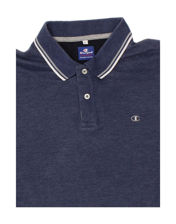 CHAMPION Mens Polo Shirt Large Navy Blue Cotton Vintage Champion and Second-Hand Champion from Messina Hembry 