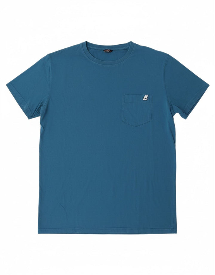K-WAY Mens T-Shirt Top XL Blue Cotton