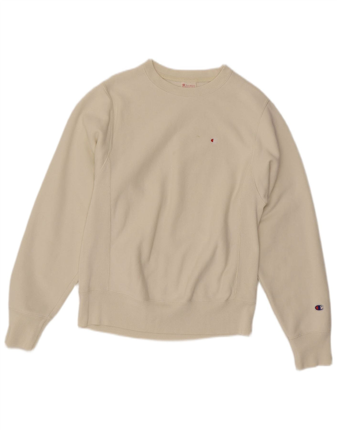 CHAMPION Mens Reverse Weave Sweatshirt Jumper XS Off White Cotton