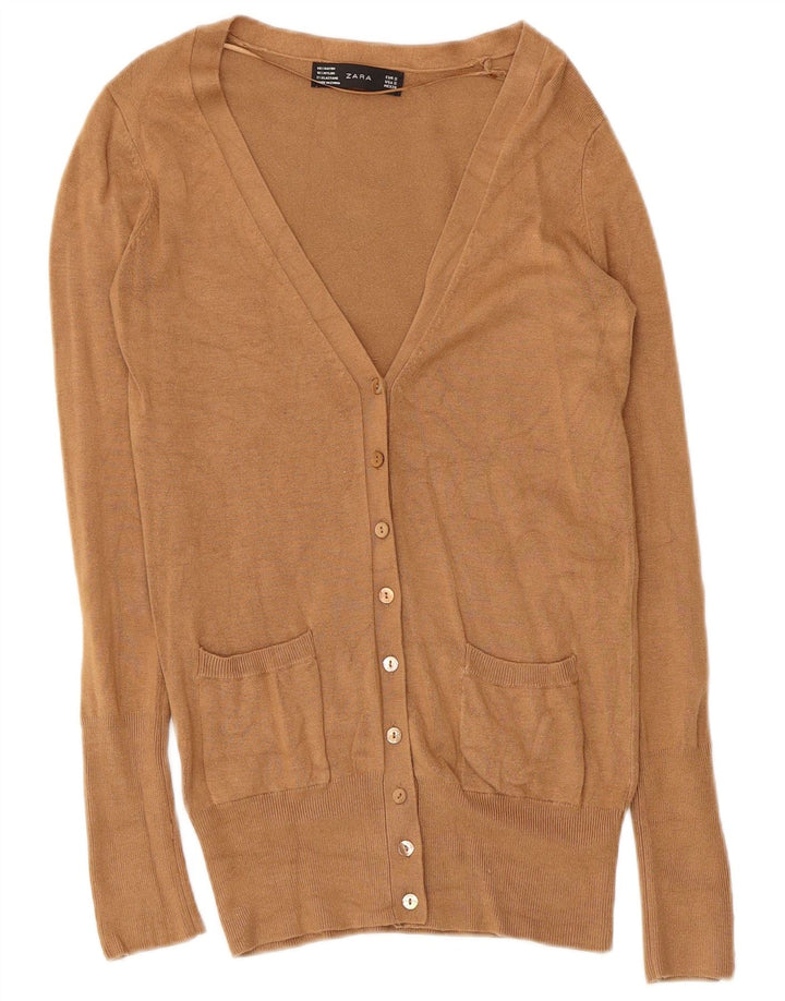 Zara ženski kardigan pulover UK 10 Small Beige Rayon