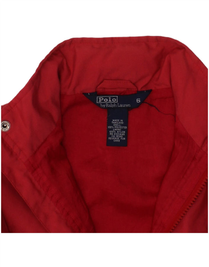 POLO RALPH LAUREN Boys Hooded Windbreaker Jacket 5-6 Years Red Polyester