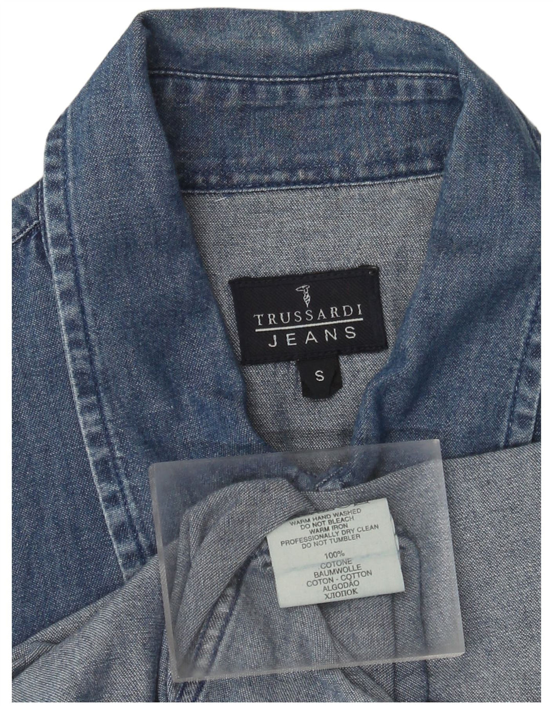 Trussardi Jeans muška traper košulja Mala plava pamučna