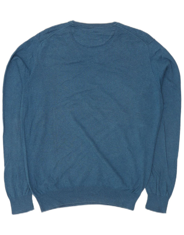 Massimo Dutti Mens V-Neck Jumper Sweater Large Blue