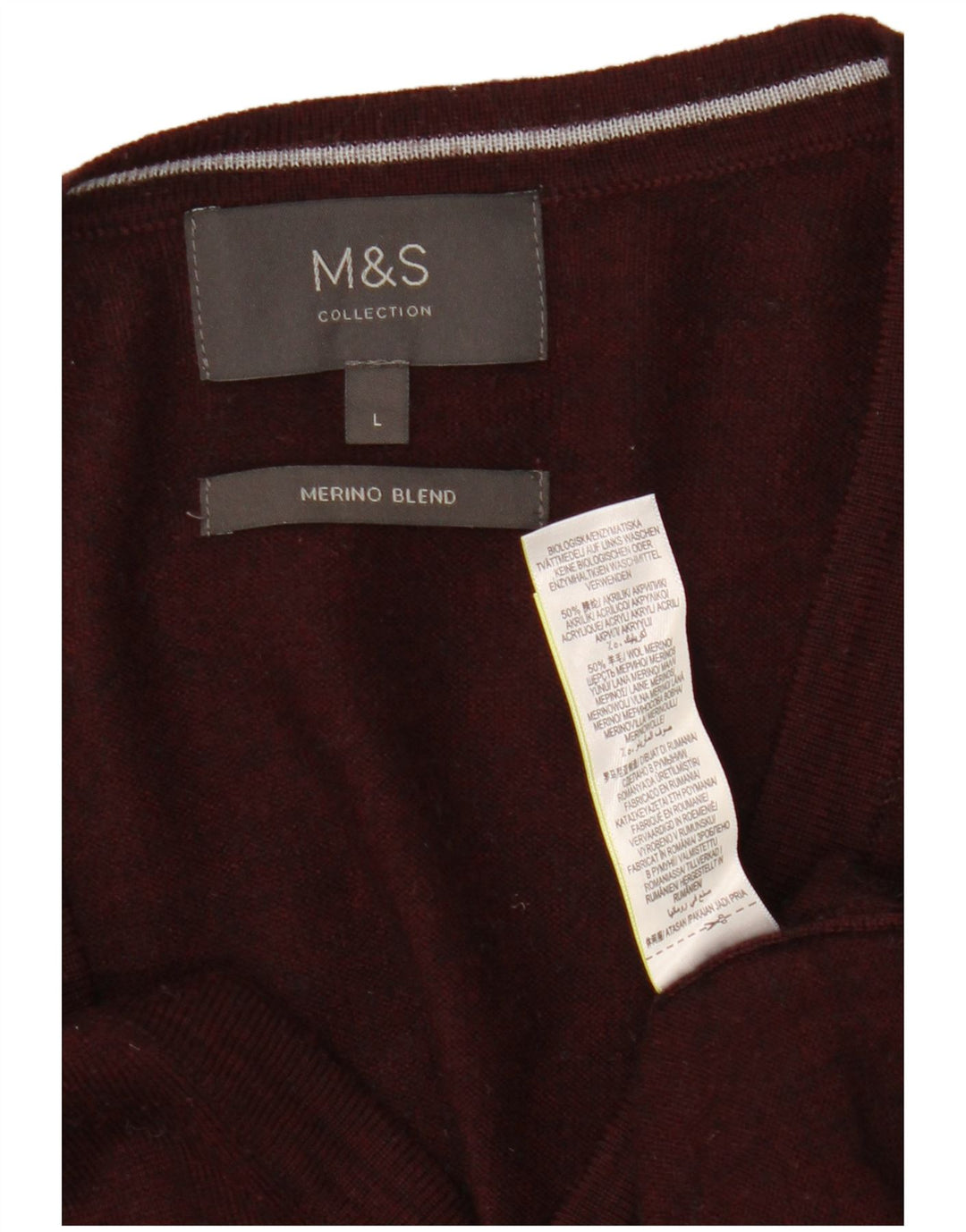 MARKS & SPENCER Ženski kardigan pulover UK 16 Velika vunena bordo boje