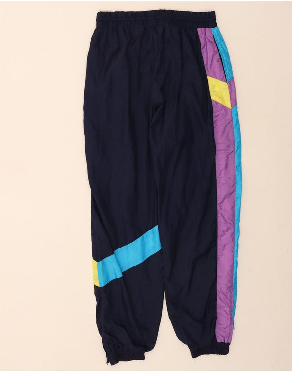 Vintage Mens Tracksuit Trousers Joggers Large Navy Blue Colourblock