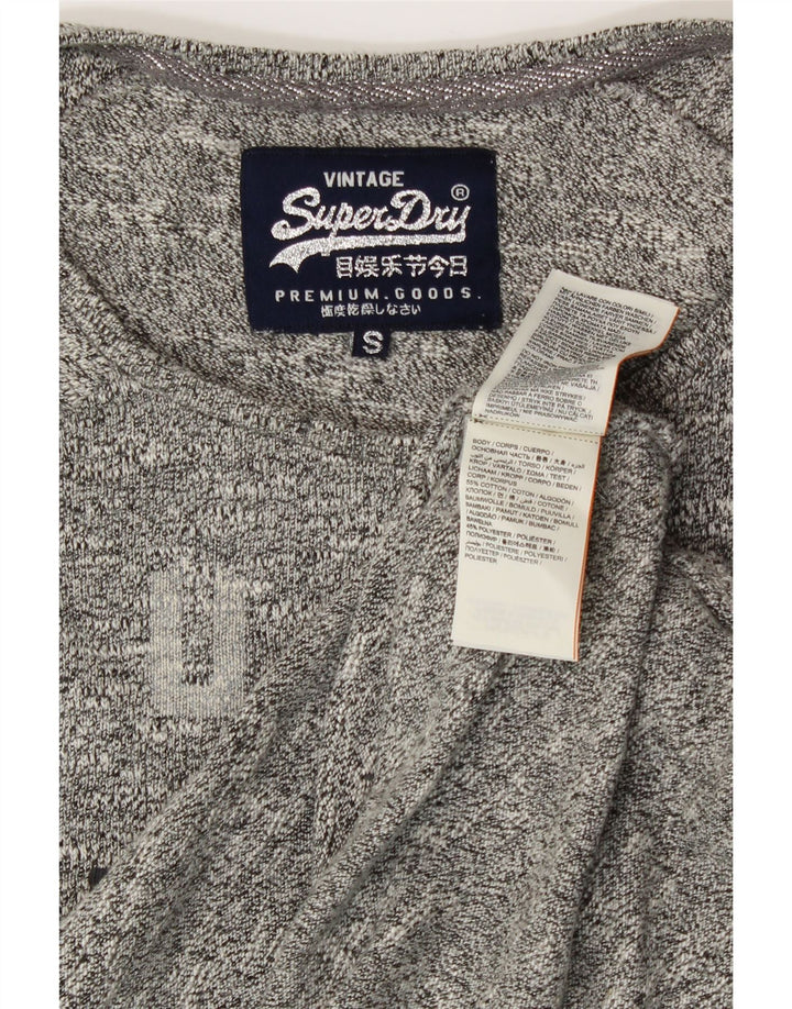 SUPERDRY Ženska prevelika majica dugih rukava s grafikama UK 10 Mala siva pamuk