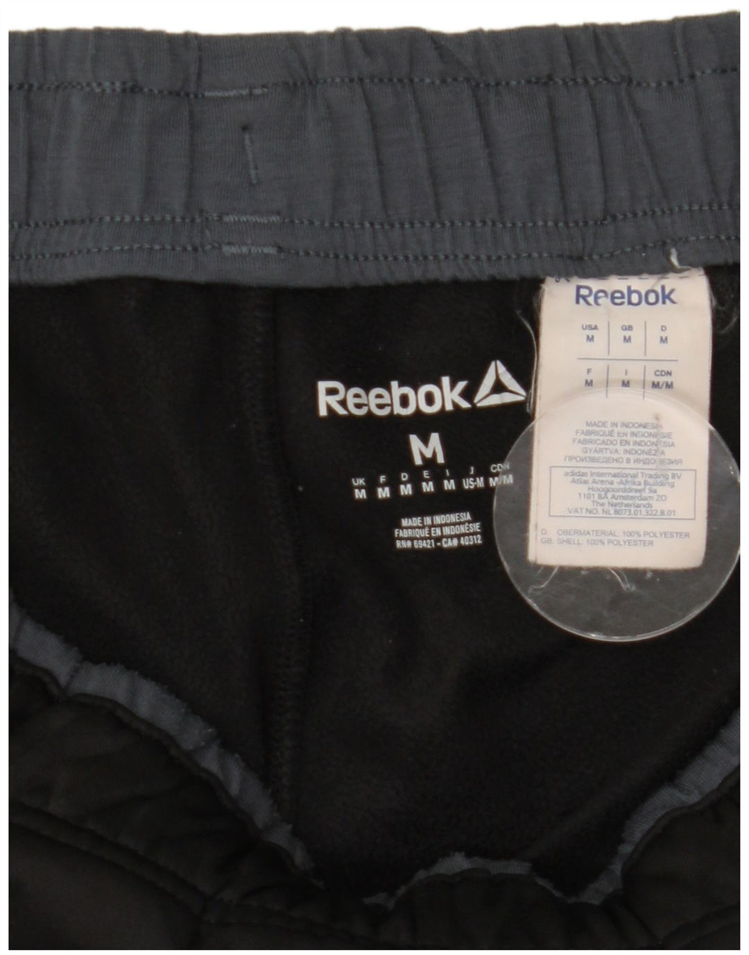 REEBOK Mens Graphic Tracksuit Trousers Medium  Black Polyester