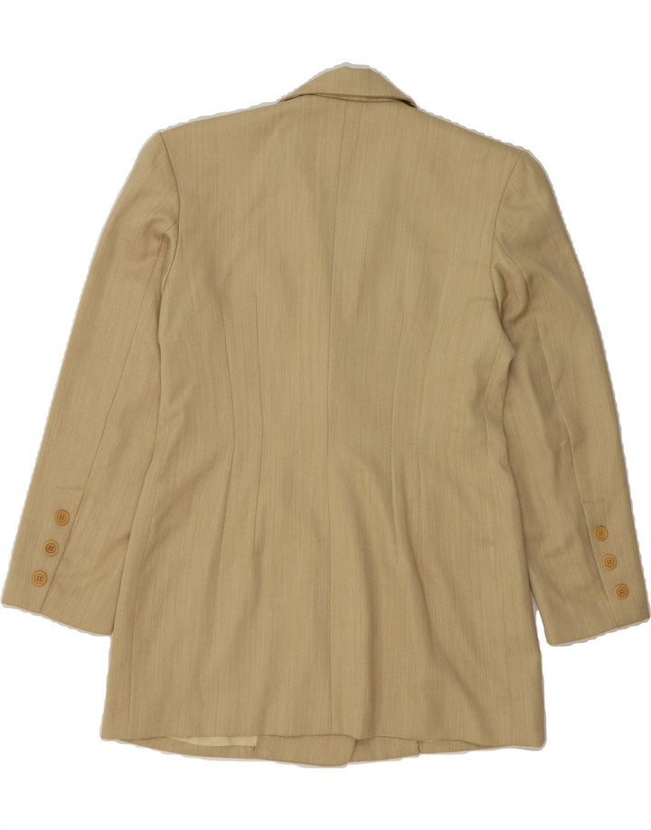VINTAGE Womens Double Breasted Blazer Jacket UK 14 Large Beige Wool Vintage Vintage and Second-Hand Vintage from Messina Hembry 