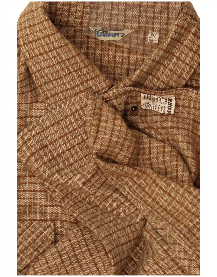 Vintage muška flanelska košulja IT 50 15/16 srednje smeđi karirani poliester
