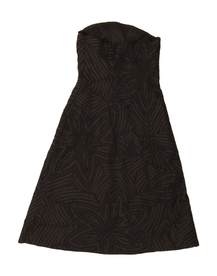 COAST Womens Strapless Dress UK 8 Small Black Floral Polyester Vintage Coast and Second-Hand Coast from Messina Hembry 