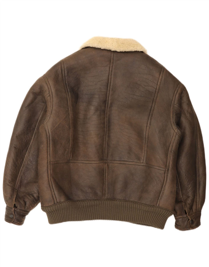 Vintage muška bomber jakna s ovčicama UK 36 Mala smeđa