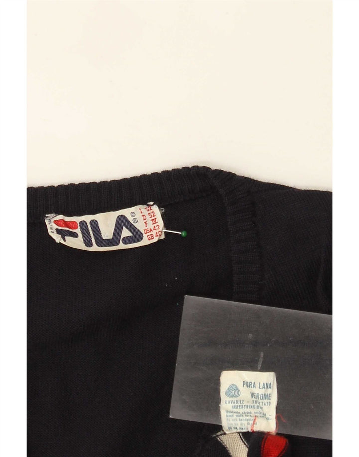 Fila muški prsluk bez rukava UK 40 srednje tamnoplave prugaste vune