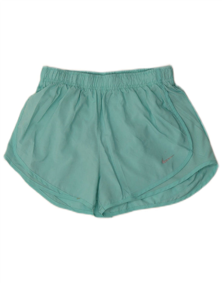 Nike ženske Dri Fit sportske kratke hlače UK 12 srednje tirkizne boje od poliestera