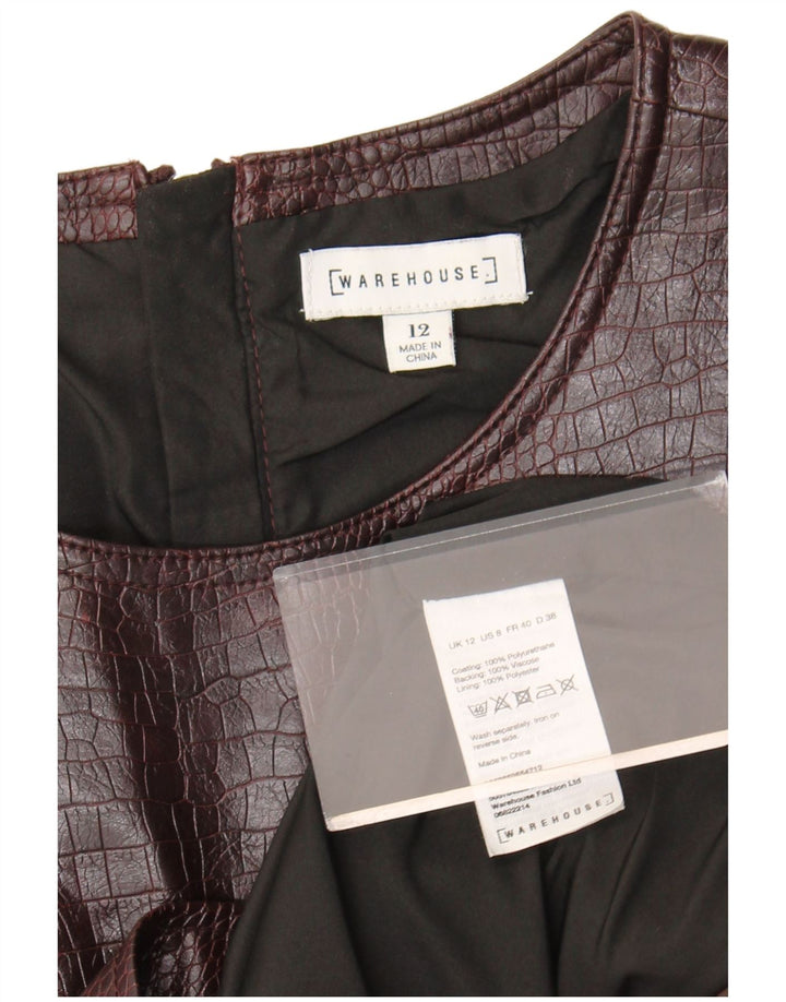 WAREHOUSE Ženska plašt haljina bez rukava UK 12 Srednje smeđa životinjska šara