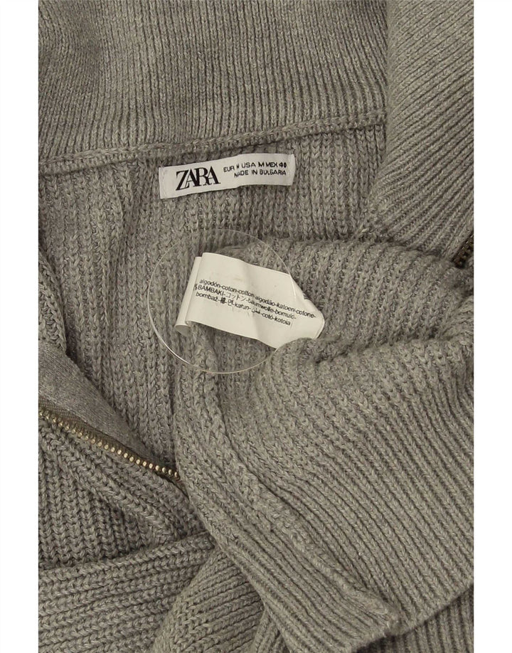 Zara muški džemper s izrezom i srednje sivim pamukom