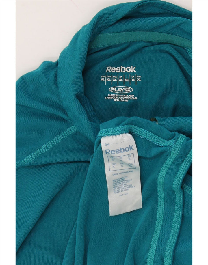 REEBOK Womens Zip Neck Pullover Tracksuit Top UK 16 Large Turquoise Vintage Reebok and Second-Hand Reebok from Messina Hembry 