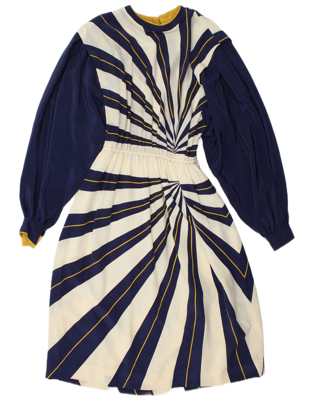 VINTAGE ženska haljina A-kroja dugih rukava IT 42 srednje tamnoplave pruge