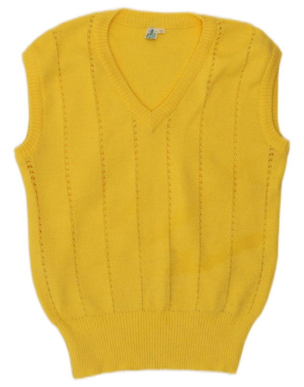 Vintage Womens Crop Vest Tank Top IT 42 Medium Yellow Acrylic