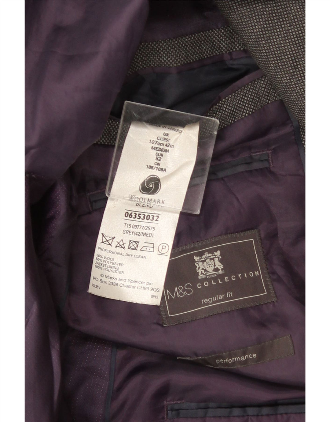 Marks & Spencer muška jakna sa 2 gumba Regular Fit UK 42 Large Grey