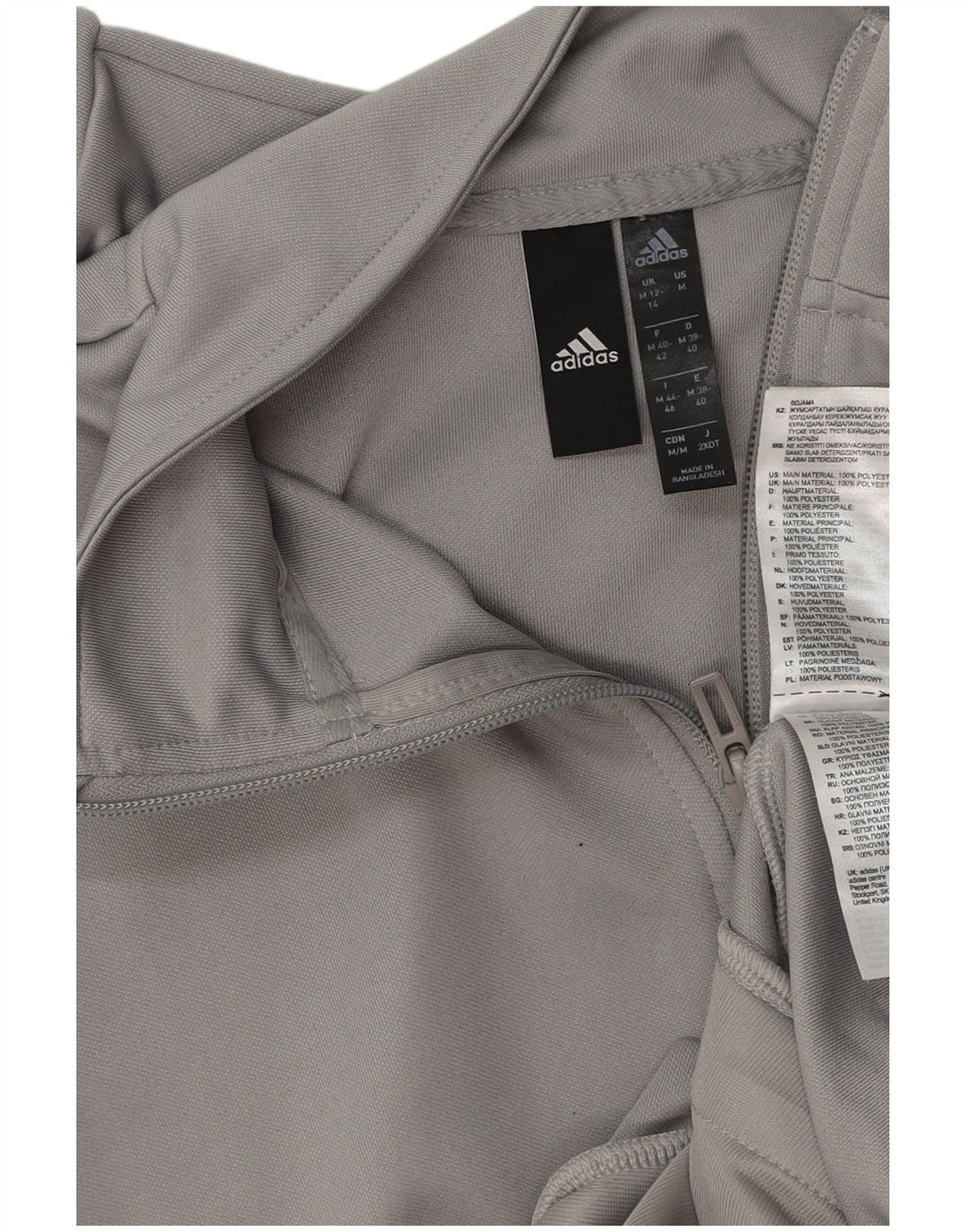 ADIDAS Womens Tracksuit Top Jacket UK 12/14 Medium Grey Polyester