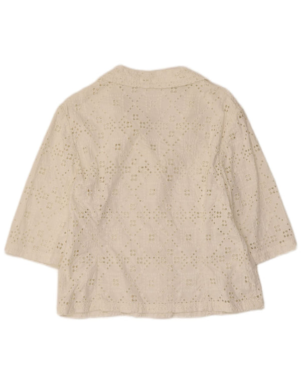 Vintage ženska košulja kratkih rukava UK 12 Srednje bijeli pamuk