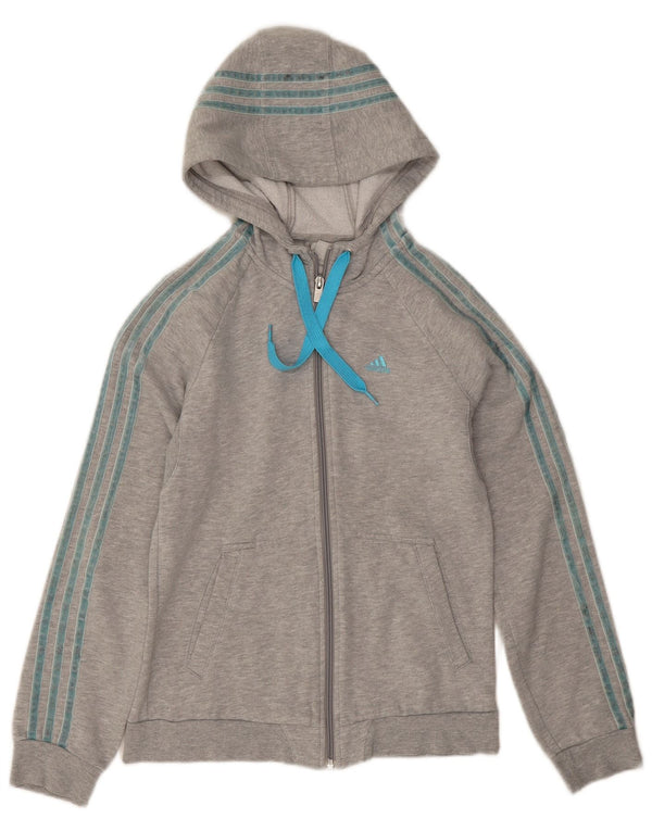 Adidas ženski pulover s kapuljačom s patentnim zatvaračem UK 10 Mali sivi pamuk