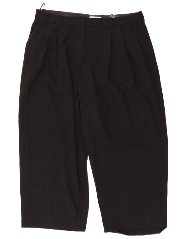 Marks & Spencer Womens High Waist Cropped Trousers UK 20 2XL W38 L25 Black