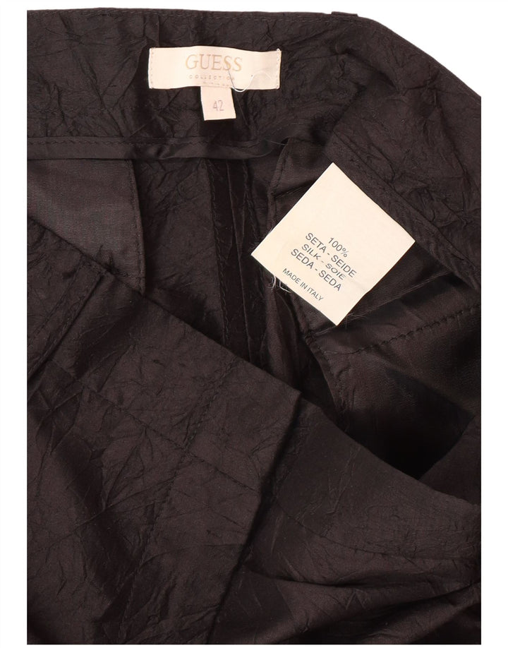 GUESS Ženske ravne ležerne hlače IT 42 srednje W28 L32 crna svila