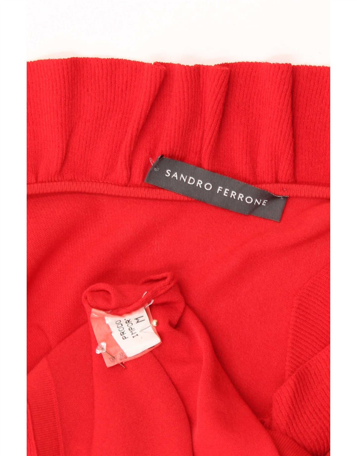 Sandro Ferrone Ženska prednja bluza s volanima UK 12 Srednje crvena viskoza