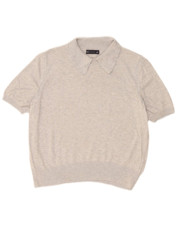 Marks & Spencer ženski džemper s polo ovratnikom UK 14 Large Grey Flecked