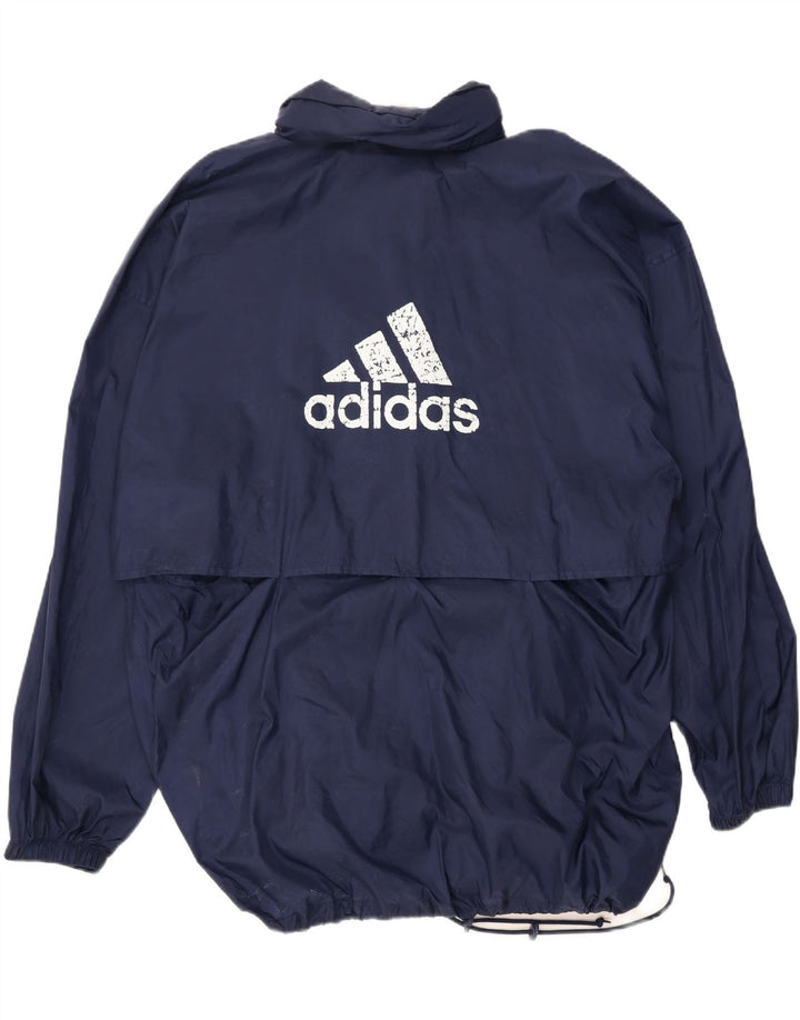 ADIDAS Mens Graphic Rain Jacket UK 48/50 XL Navy Blue Polyamide