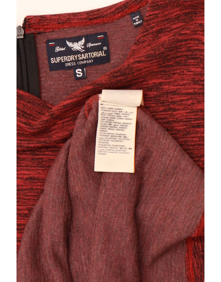 SUPERDRY ženska haljina s dugim rukavima uz kroj UK 8 Mala tamnocrvena s pjegama