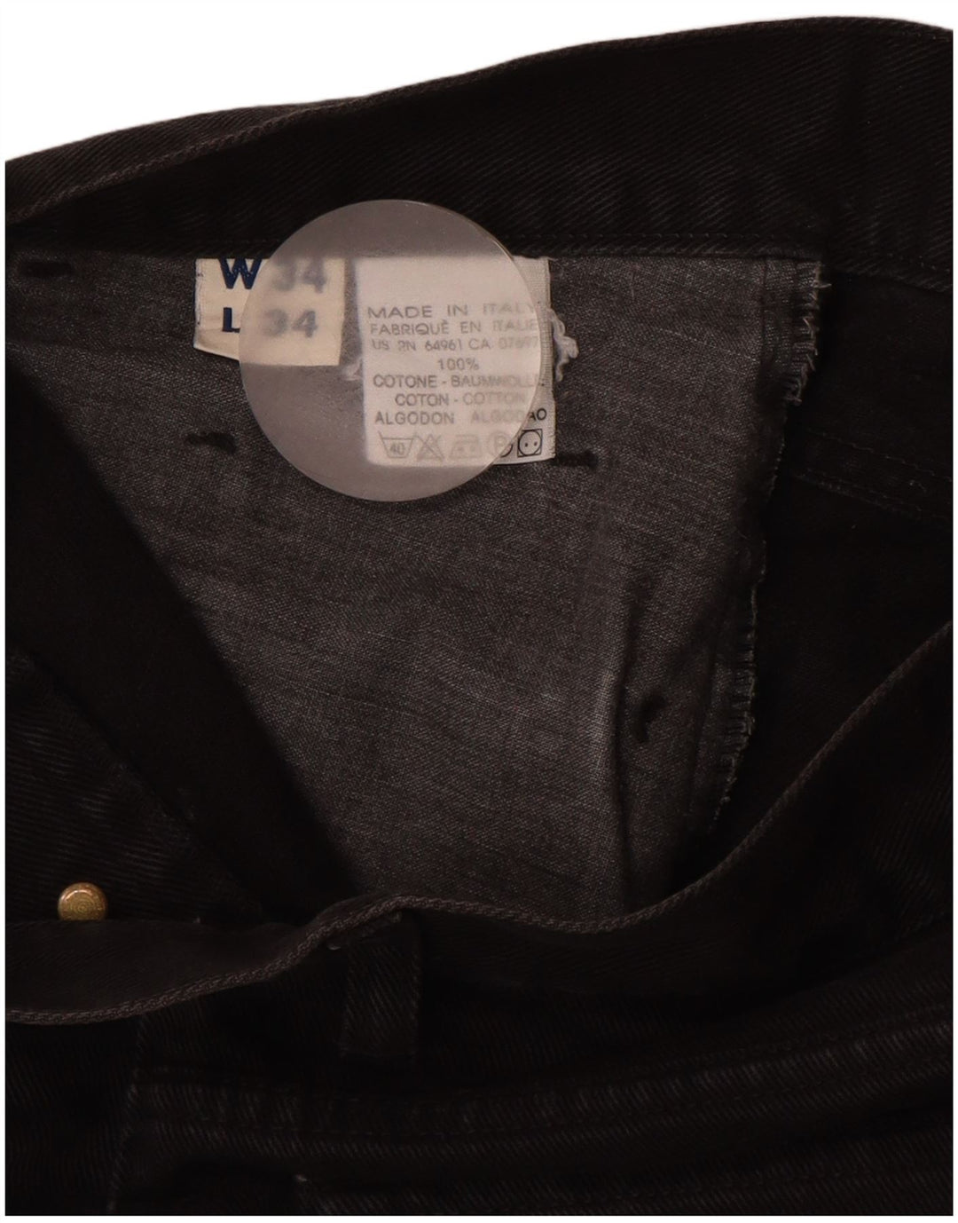 BENETTON Muške ravne traperice W34 L29 crni pamuk