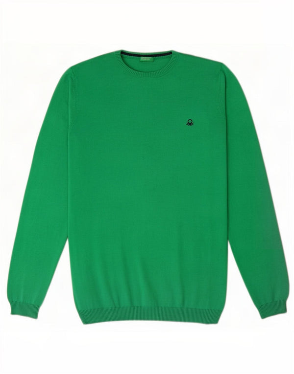 Benetton pulover s okruglim izrezom za dječake 13-14 godina 3XL zeleni pamuk