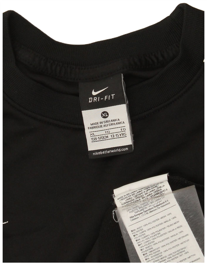 Nike Boys Dri Fit Graphic Top dugih rukava 13-14 godina XL crni poliester