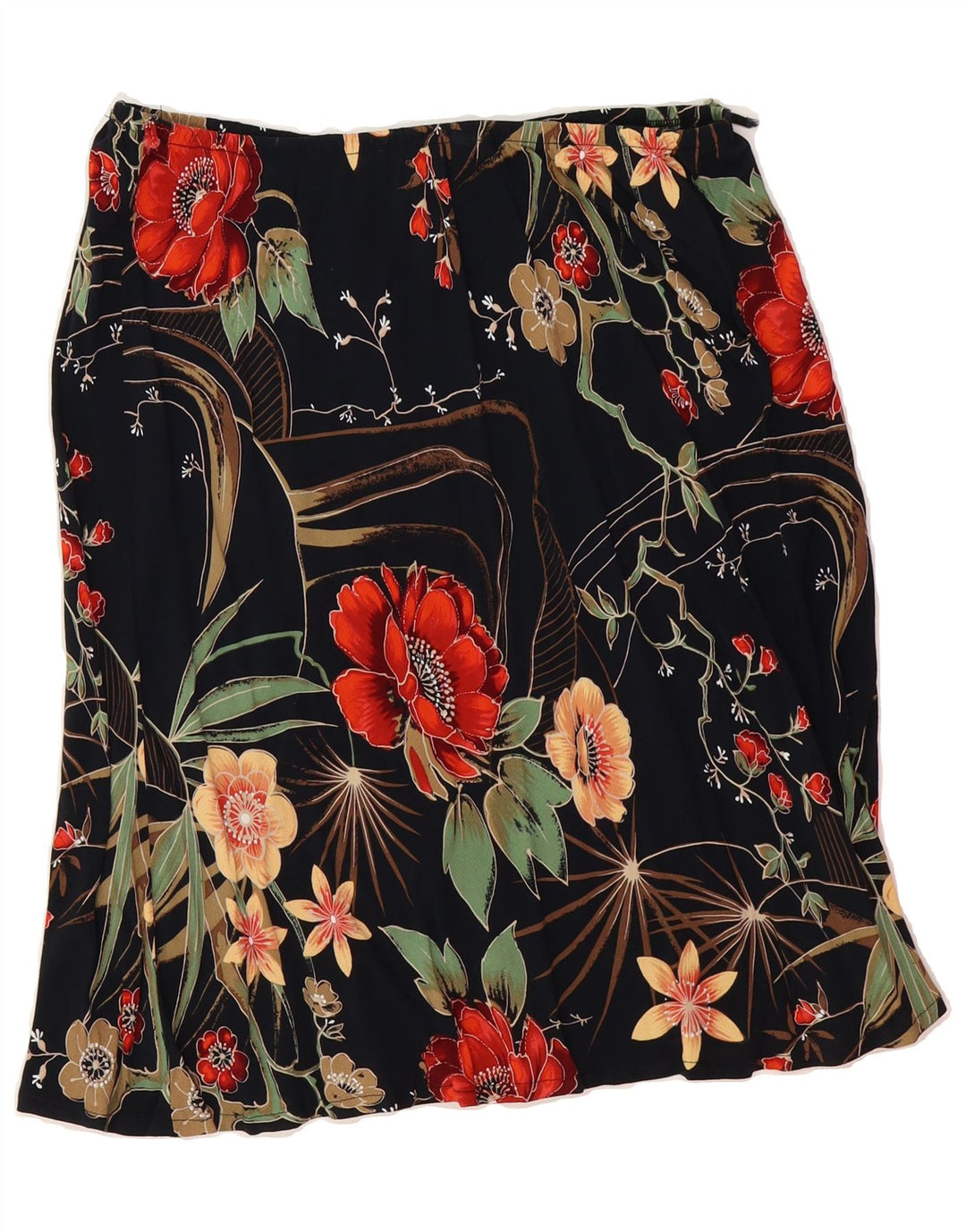 CLIO Womens A-Line Skirt W32 Large  Black Floral Vintage Clio and Second-Hand Clio from Messina Hembry 