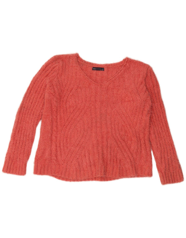 Marks & Spencer ženski džemper s V-izrezom UK 18 XL narančasti poliester