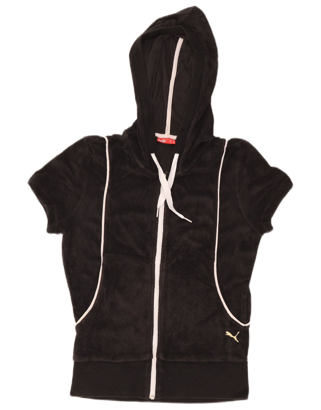 PUMA Ženski pulover s kapuljačom s patentnim zatvaračem kratkih rukava UK 12 srednje crna