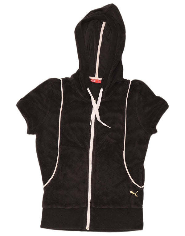 PUMA Ženski pulover s kapuljačom s patentnim zatvaračem kratkih rukava UK 12 srednje crna