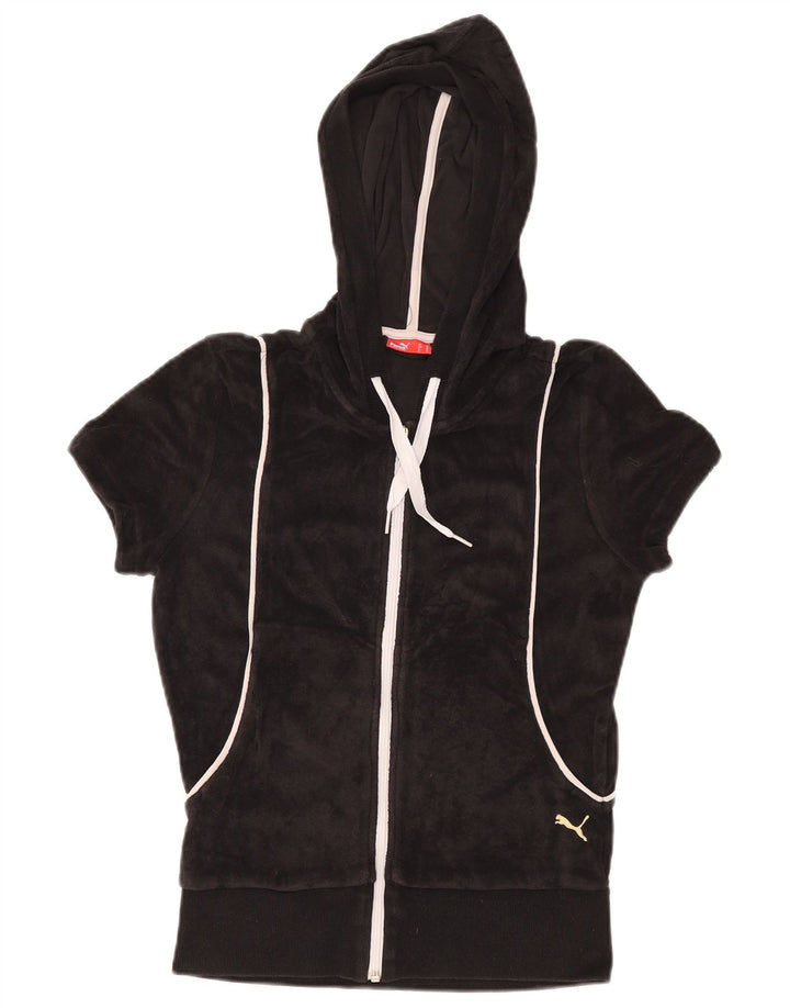 PUMA Ženski pulover s kapuljačom s patentnim zatvaračem kratkih rukava UK 12 srednje crna