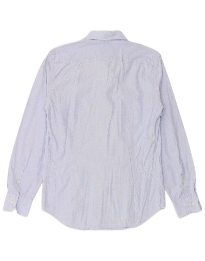 HENRY COTTONS Mens Shirt Size 38 Medium Blue Spotted