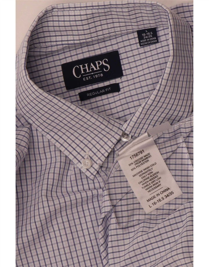 Chaps muška majica standardnog kroja veličina 16 16,5 velika plava gingham viskoza