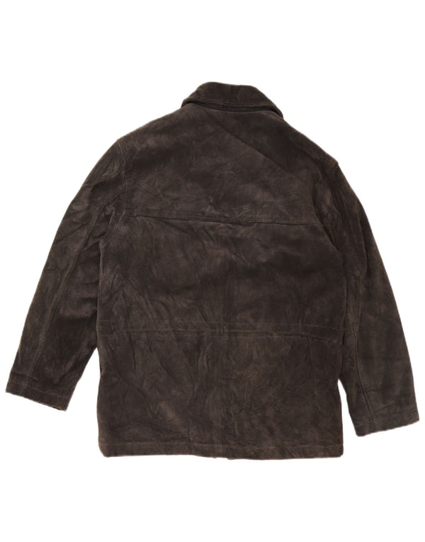 Vintage Womens Suede Oversized Windbreaker Jacket UK 10 Small Grey Leather