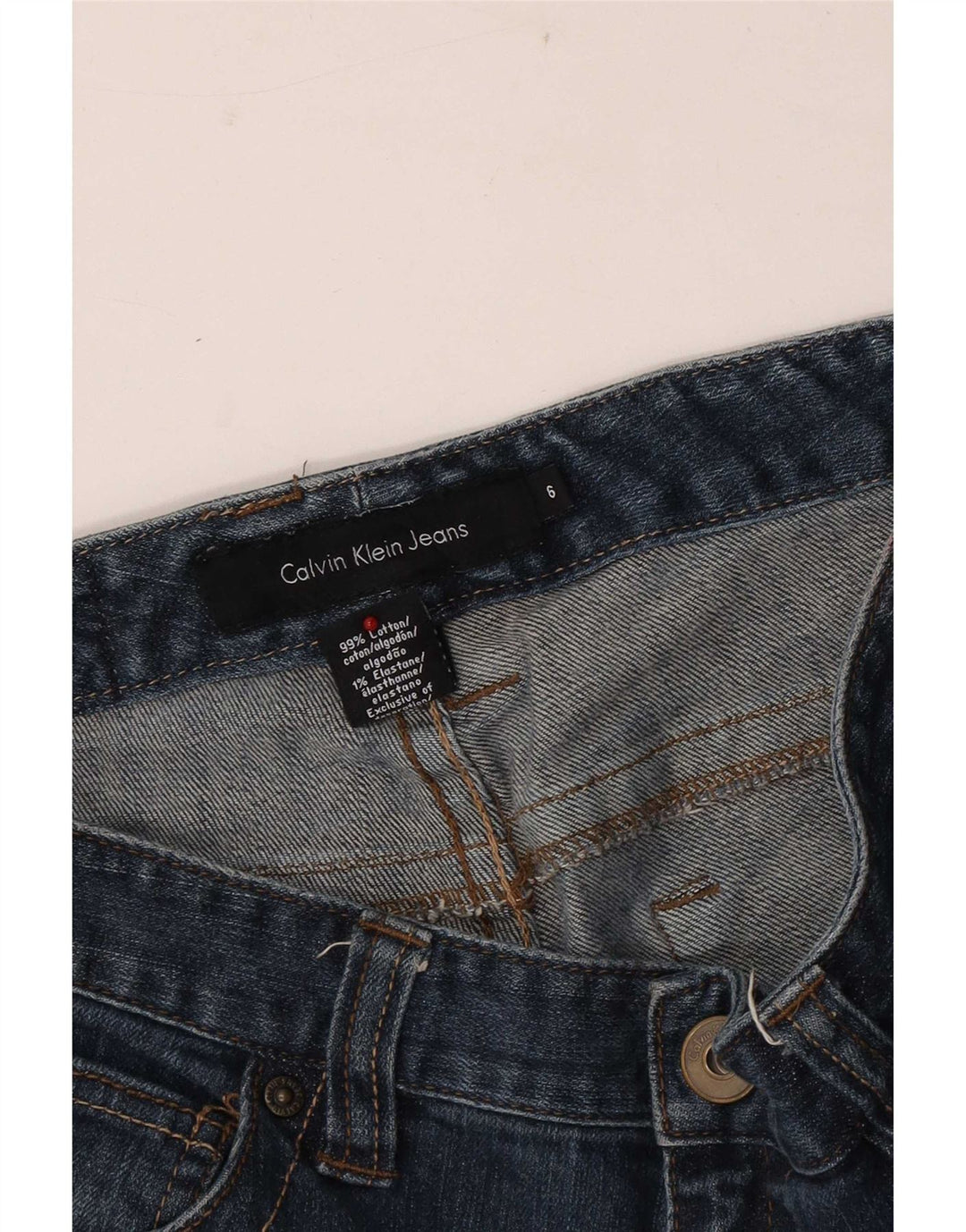 Ženske traperice Calvin Klein Bootcut US 6 srednje W30 L31 plavi pamuk