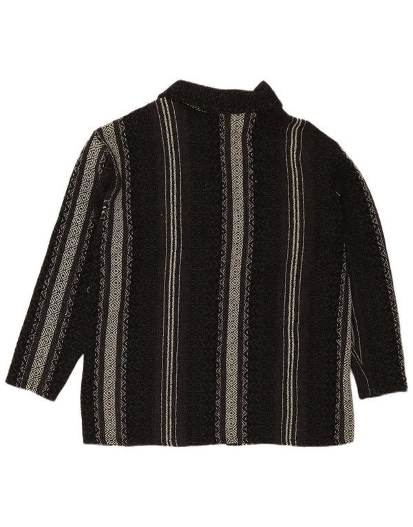 Vintage muški kardigan pulover XL crne geometrijske vune Aztec
