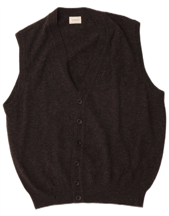 Benetton muški džemper bez rukava srednje sive djevičanske vune