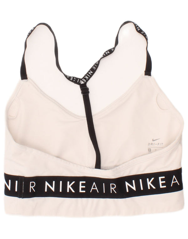 Nike Womens Graphic Sport Bra Top Small Off White Polyester Sports