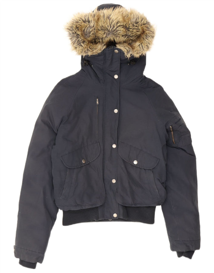 Woolrich ženska podstavljena jakna s kapuljačom UK 12 srednje tamnoplavi pamuk