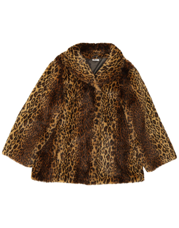 VINTAGE ženska jakna od umjetnog krzna UK 12 Srednje smeđi modacryl životinjskog printa