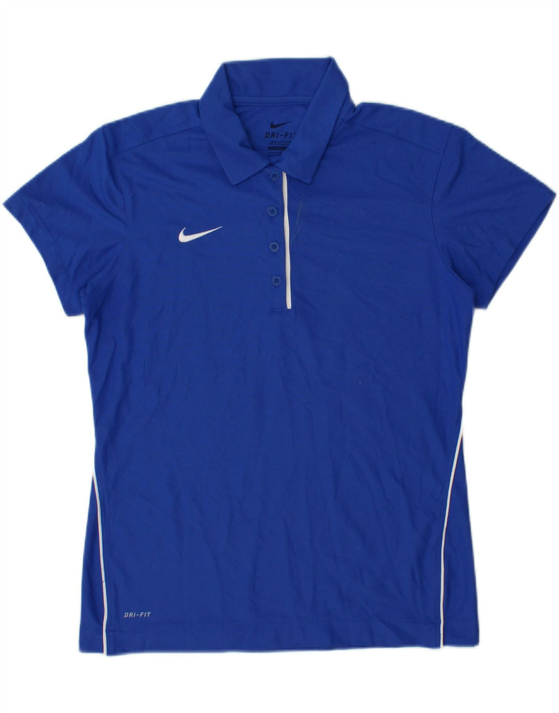 NIKE Womens Dri Fit Polo Shirt UK 14 Medium Blue Polyester Vintage Nike and Second-Hand Nike from Messina Hembry 